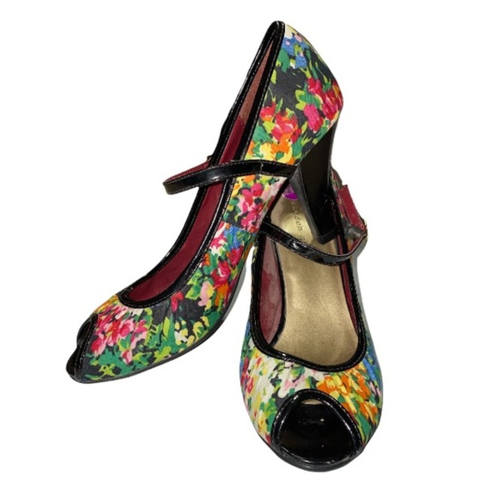 Madden Girl Molly Maryyy Janes Floral Peep Toe heels 8.5